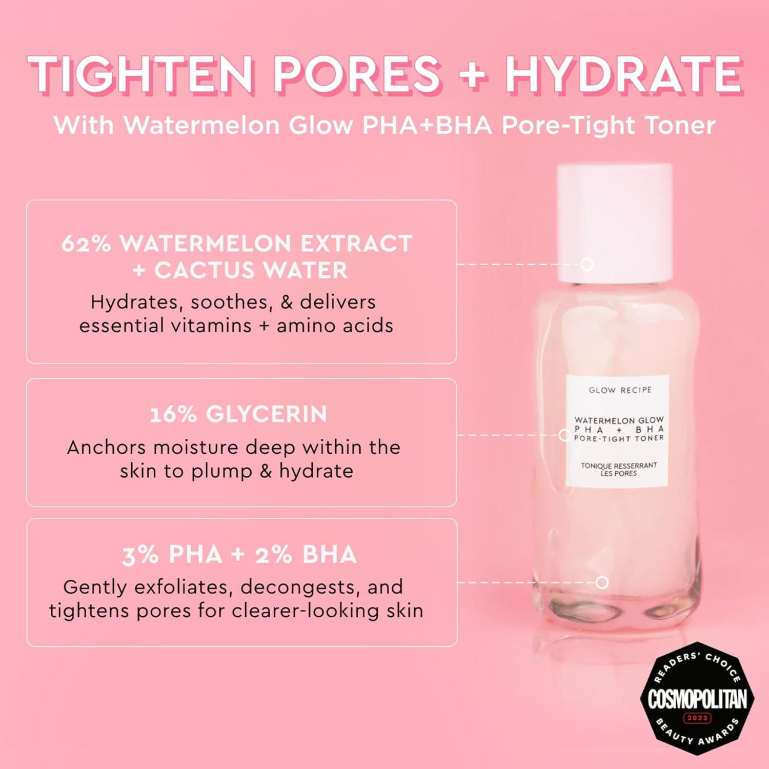 Glow Recipe PHA + BHA Face Toner - Korean Skin Care Pore Minimizer & Gentle Facial