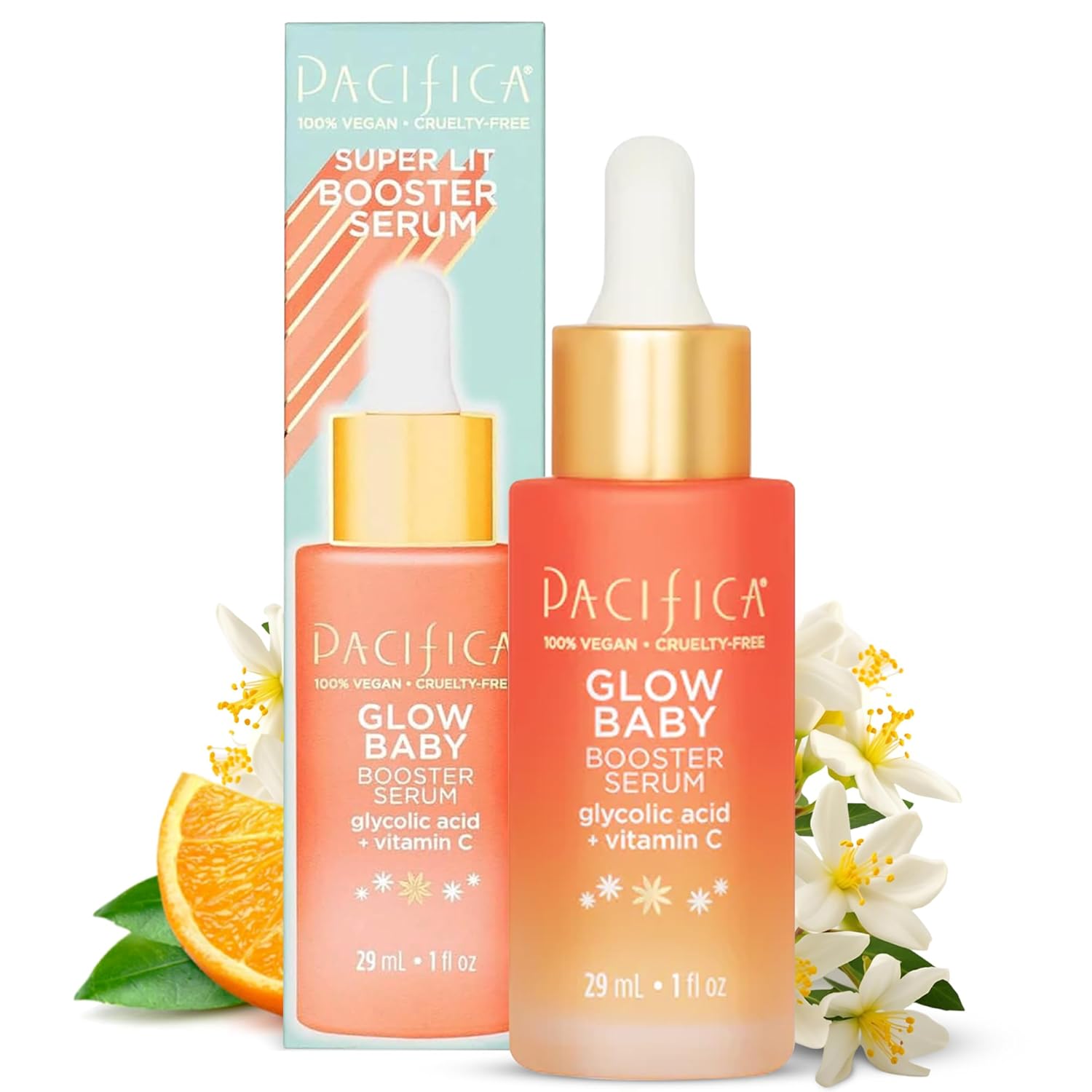 Pacifica Vitamin C Face Serum - Glow Baby Booster Facial Serum - Glycolic Acid Serum For Face